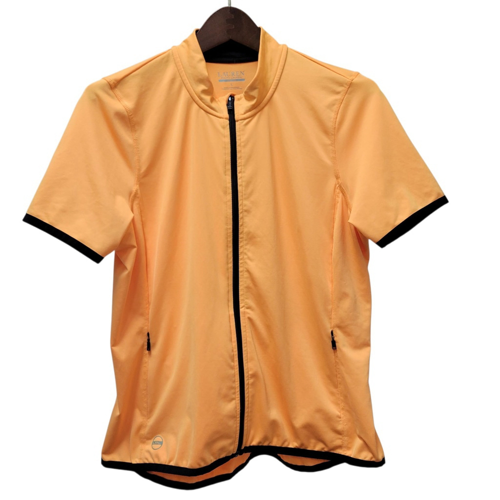 Lauren Ralph Lauren Active Women's Orange Full-Zip Short-Sleeves Top Size Large